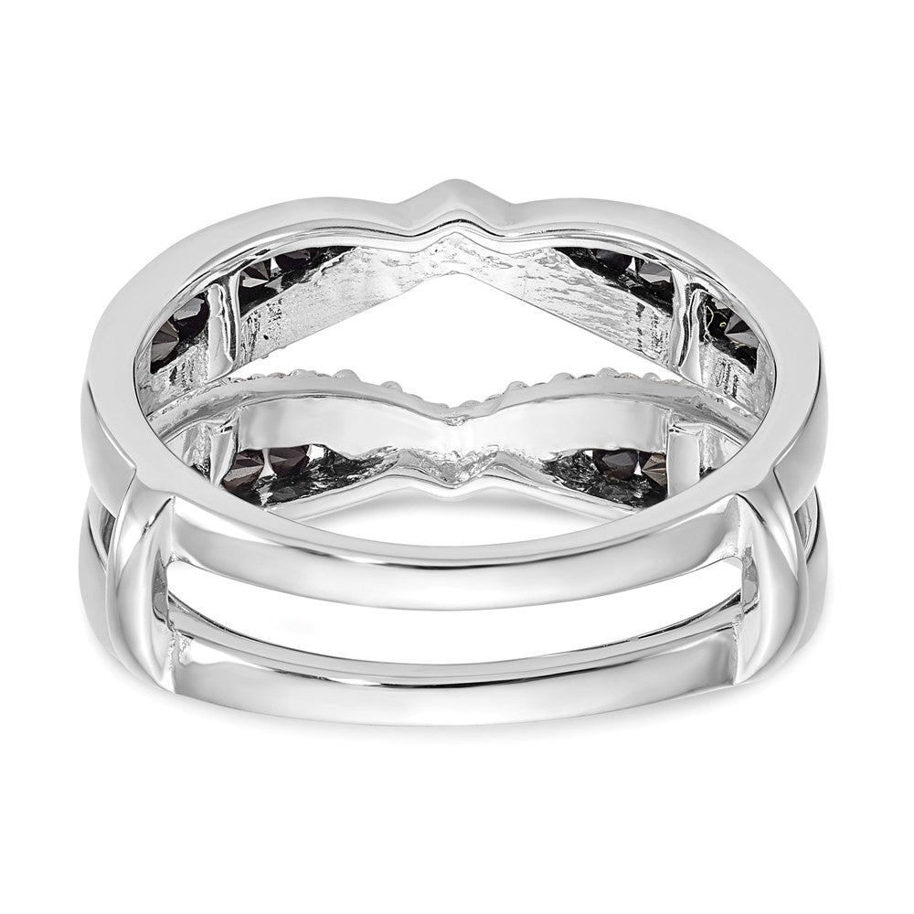 14K White Gold Black & White Real Diamond Guard