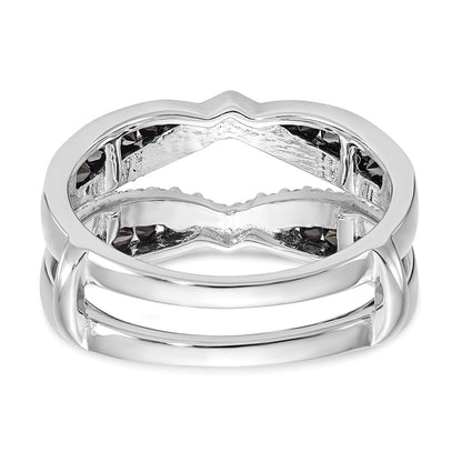 14K White Gold Black & White Real Diamond Guard