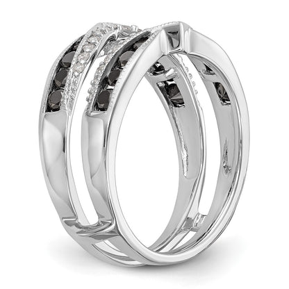 14K White Gold Black & White Real Diamond Guard