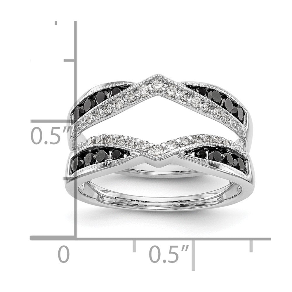 14K White Gold Black & White Real Diamond Guard