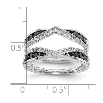 14K White Gold Black & White Real Diamond Guard