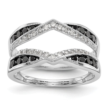 14K White Gold Black & White Real Diamond Guard
