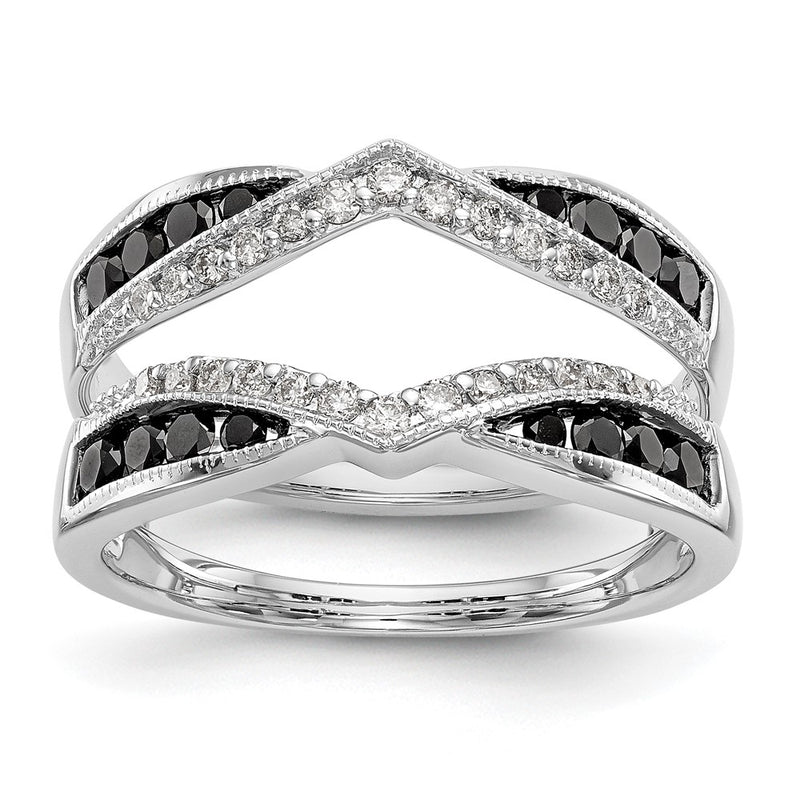 14K White Gold Black & White Real Diamond Guard