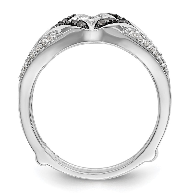 14K White Gold Black & White Real Diamond Guard