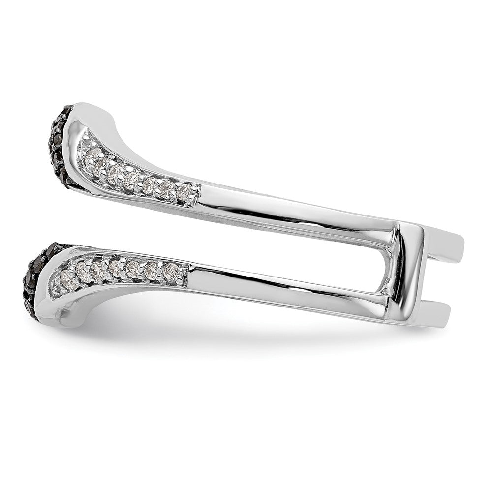 14K White Gold Black & White Real Diamond Guard