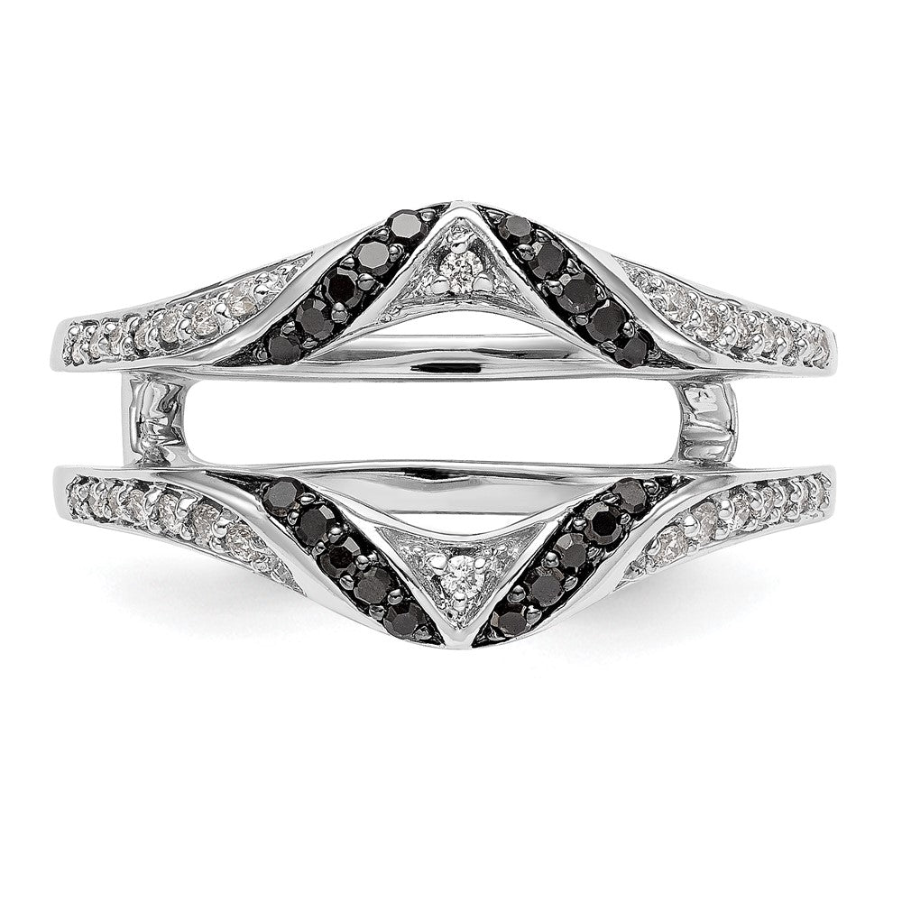 14K White Gold Black & White Real Diamond Guard