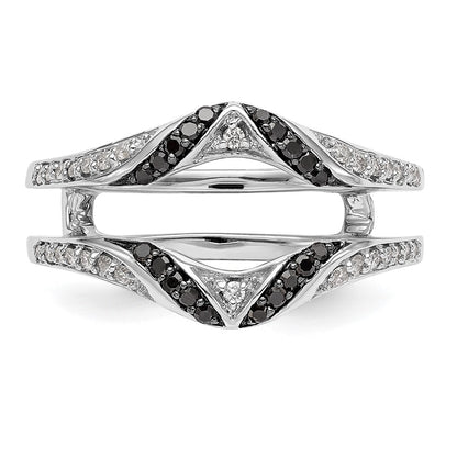 14K White Gold Black & White Real Diamond Guard