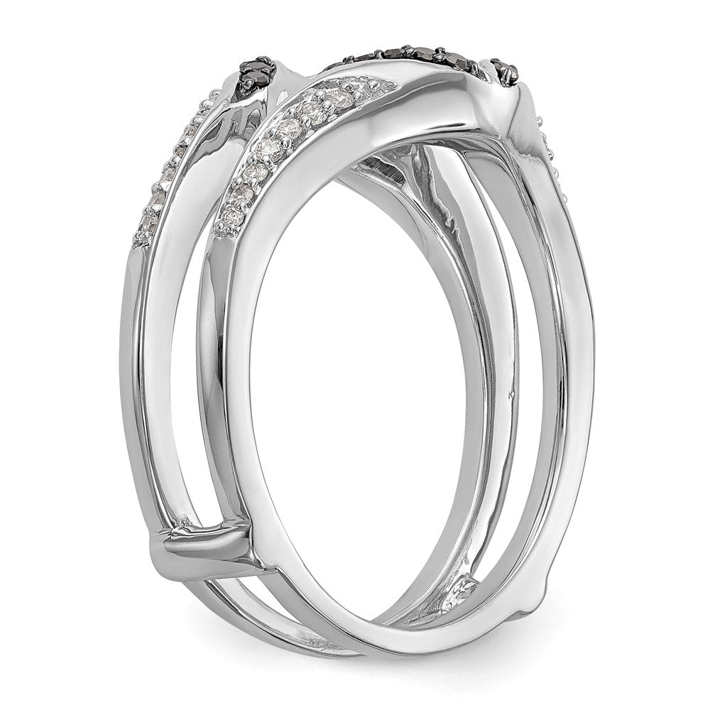 14K White Gold Black & White Real Diamond Guard