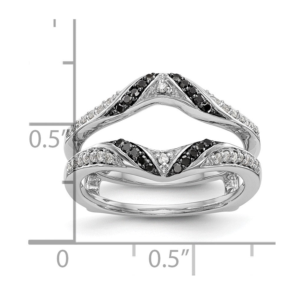 14K White Gold Black & White Real Diamond Guard