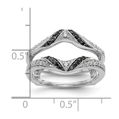 14K White Gold Black & White Real Diamond Guard