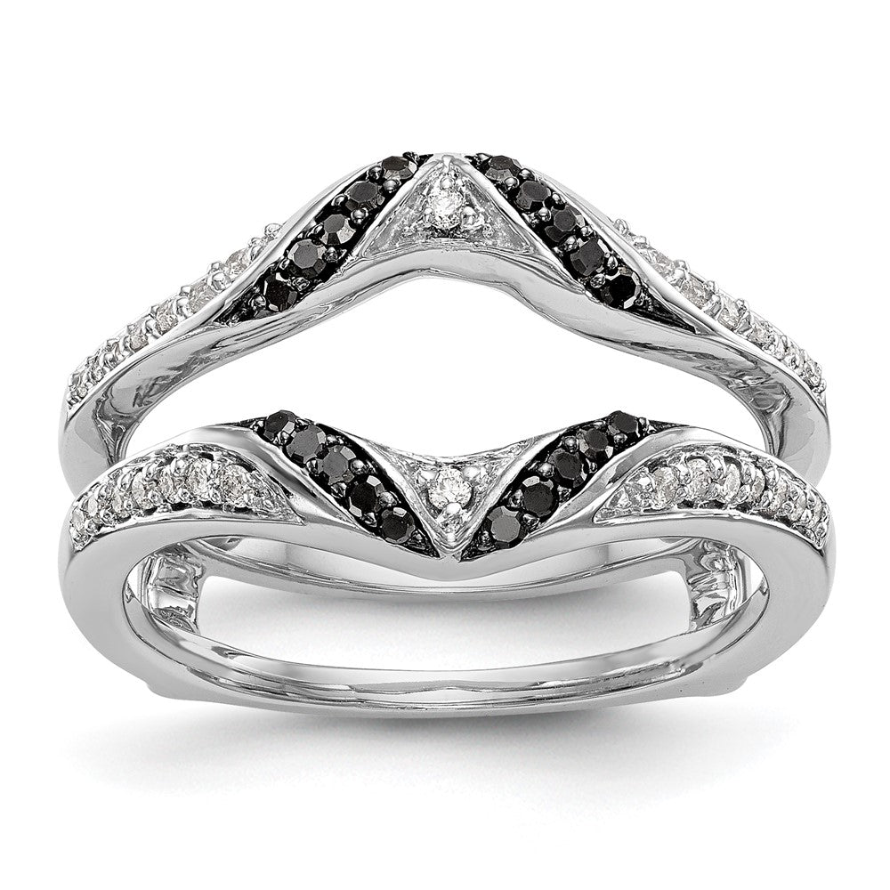 14K White Gold Black & White Real Diamond Guard