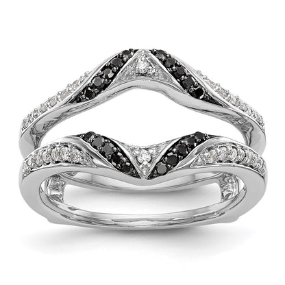 14K White Gold Black & White Real Diamond Guard