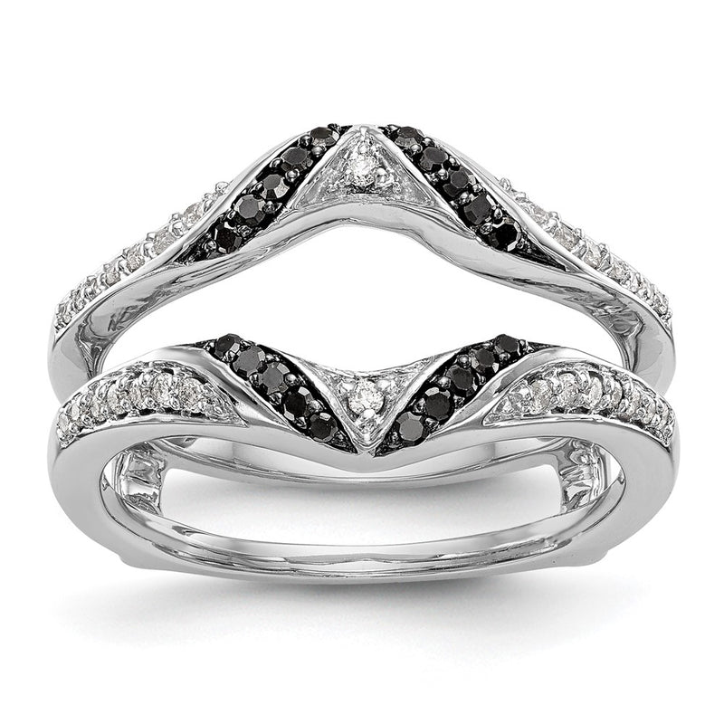 14K White Gold Black & White Real Diamond Guard