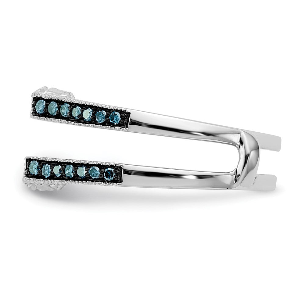 14K White Gold Blue & White Real Diamond Guard
