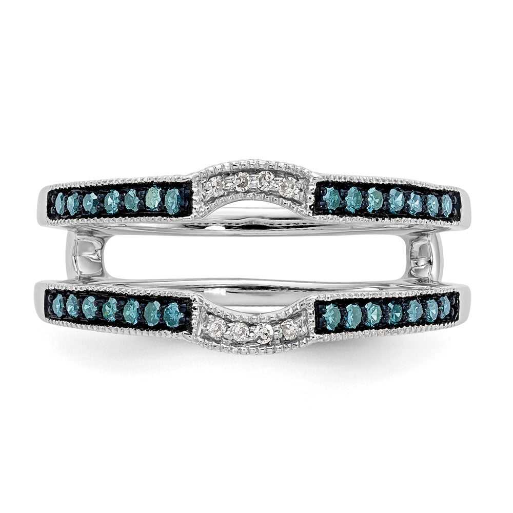 14K White Gold Blue & White Real Diamond Guard