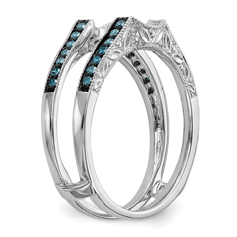 14K White Gold Blue & White Real Diamond Guard