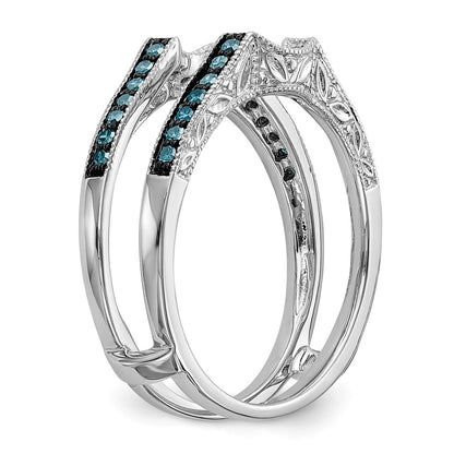 14K White Gold Blue & White Real Diamond Guard