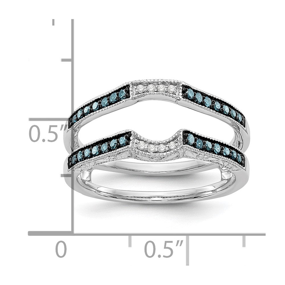 14K White Gold Blue & White Real Diamond Guard
