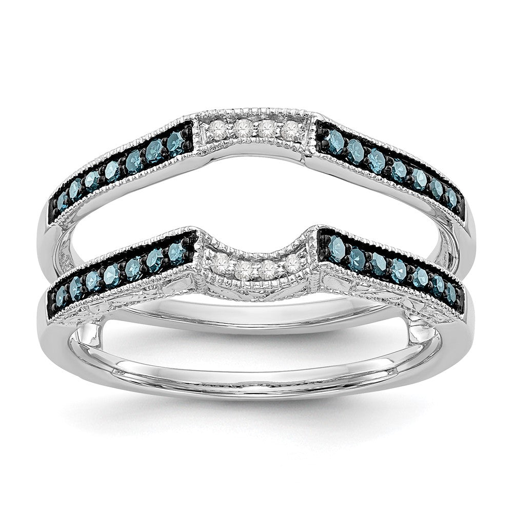 14K White Gold Blue & White Real Diamond Guard