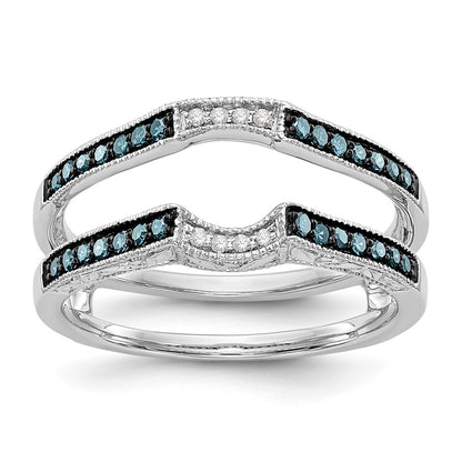 14K White Gold Blue & White Real Diamond Guard
