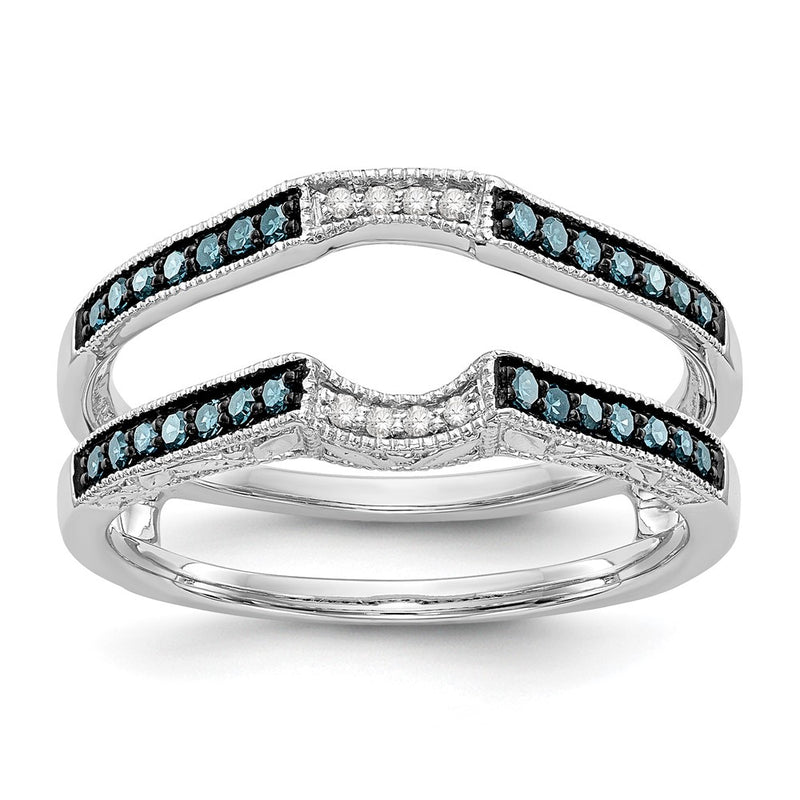 14K White Gold Blue & White Real Diamond Guard