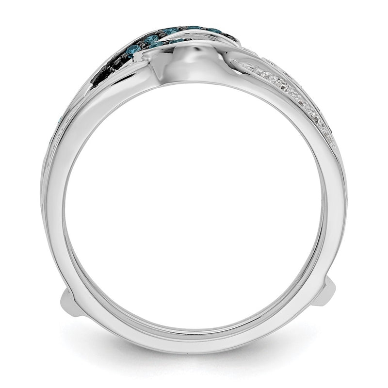 14K White Gold Blue & White Real Diamond Guard w/ Black Rhodium
