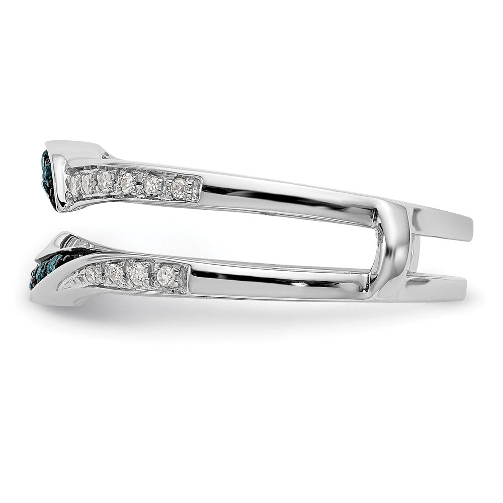 14K White Gold Blue & White Real Diamond Guard w/ Black Rhodium