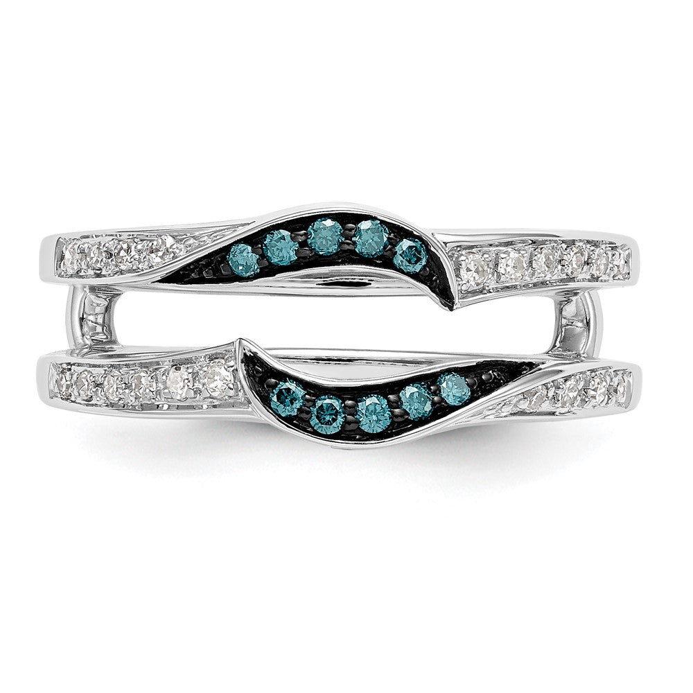 14K White Gold Blue & White Real Diamond Guard w/ Black Rhodium