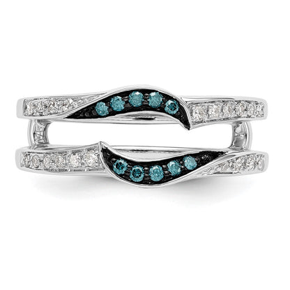 14K White Gold Blue & White Real Diamond Guard w/ Black Rhodium