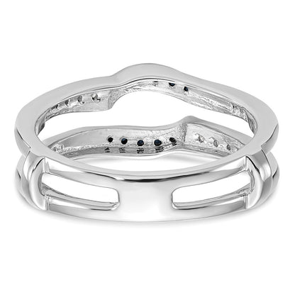 14K White Gold Blue & White Real Diamond Guard w/ Black Rhodium