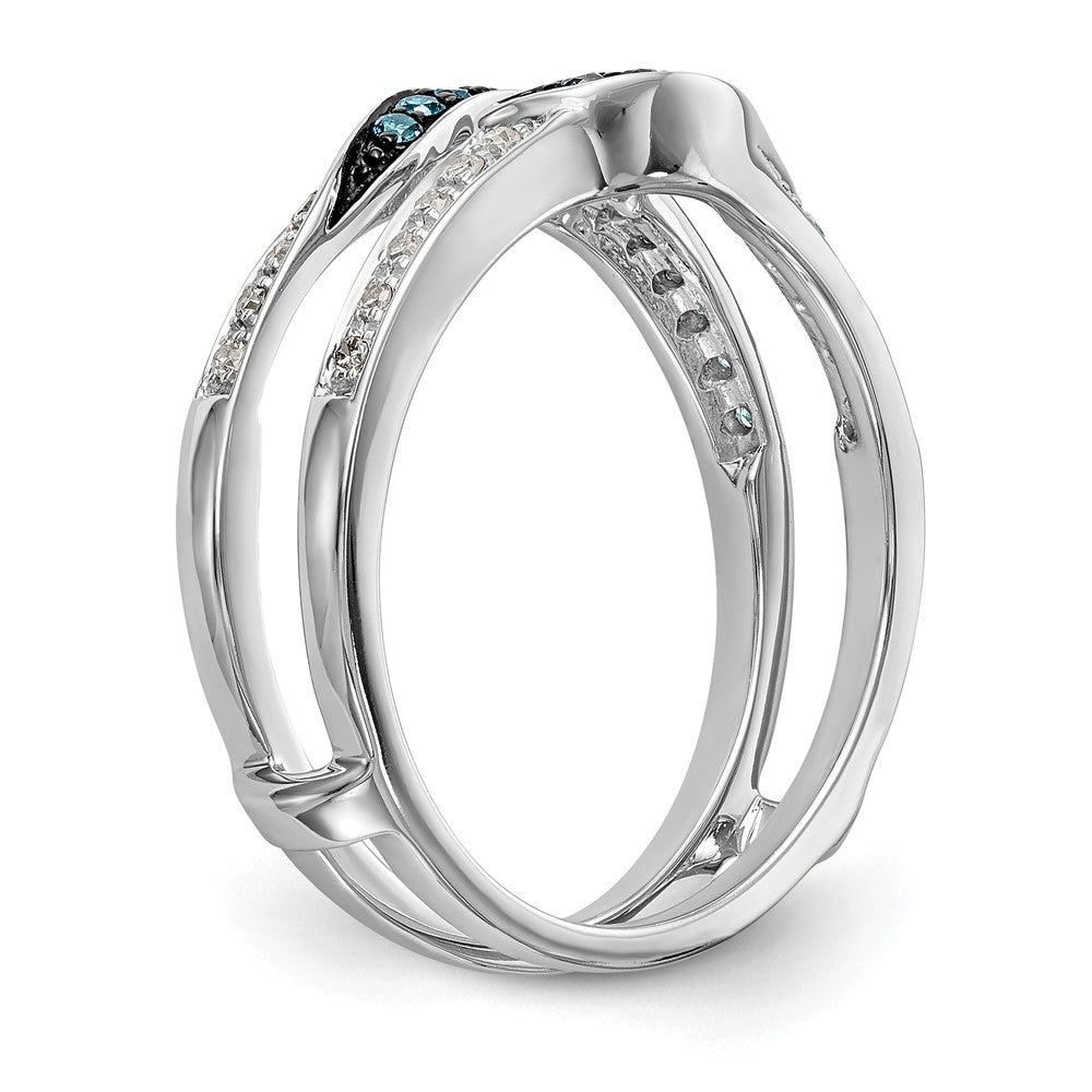 14K White Gold Blue & White Real Diamond Guard w/ Black Rhodium