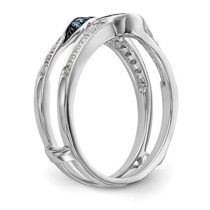 14K White Gold Blue & White Real Diamond Guard w/ Black Rhodium