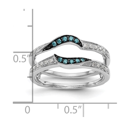 14K White Gold Blue & White Real Diamond Guard w/ Black Rhodium