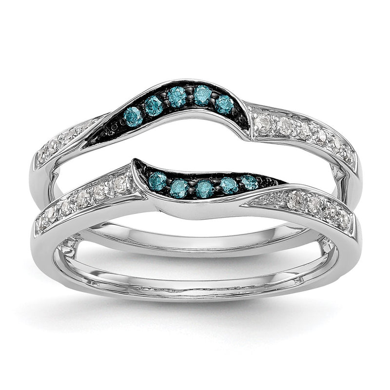 14K White Gold Blue & White Real Diamond Guard w/ Black Rhodium