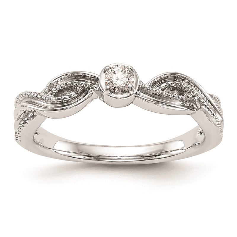 14K White Gold Complete Real Diamond Promise/Engagement Ring
