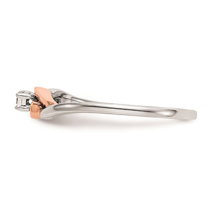 14K White Gold & Rose Gold Comp. Real Diamond Promise/Engagement Ring