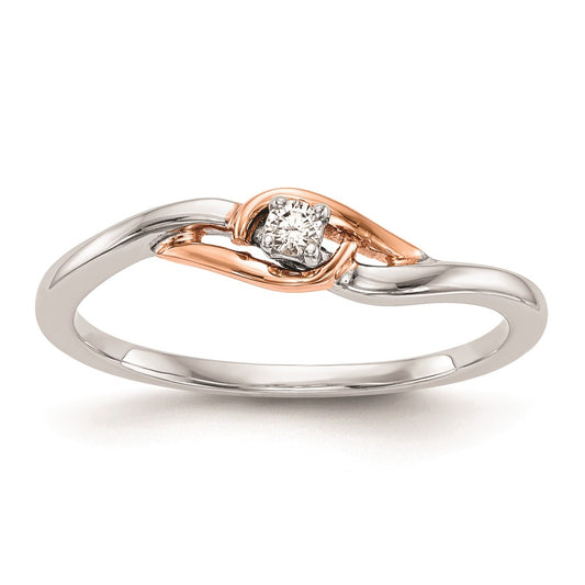 14K White Gold & Rose Gold Comp. Real Diamond Promise/Engagement Ring