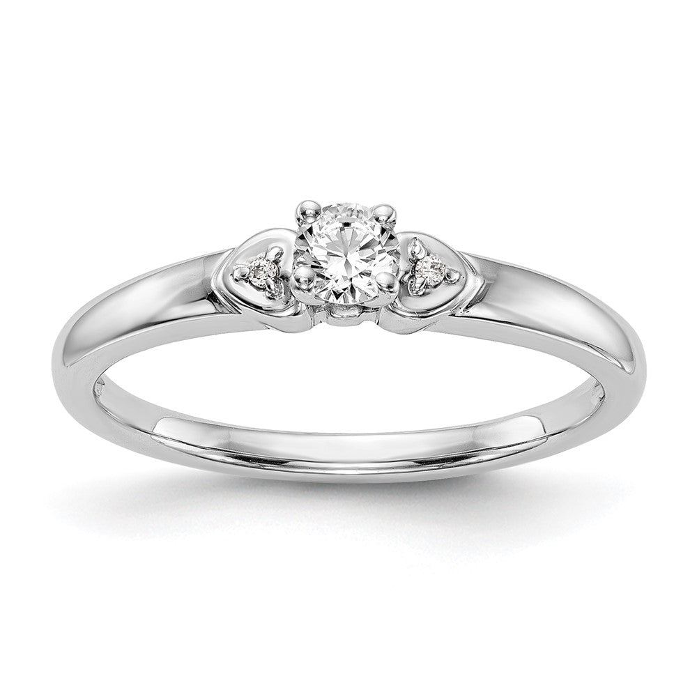 14K White Gold Complete Real Diamond Promise/Engagement Ring