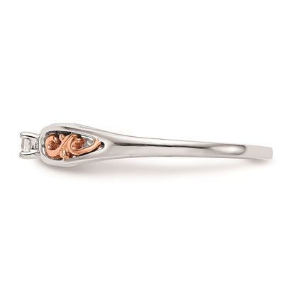 14K White Gold & Rose Gold Comp. Real Diamond Promise/Engagement Ring