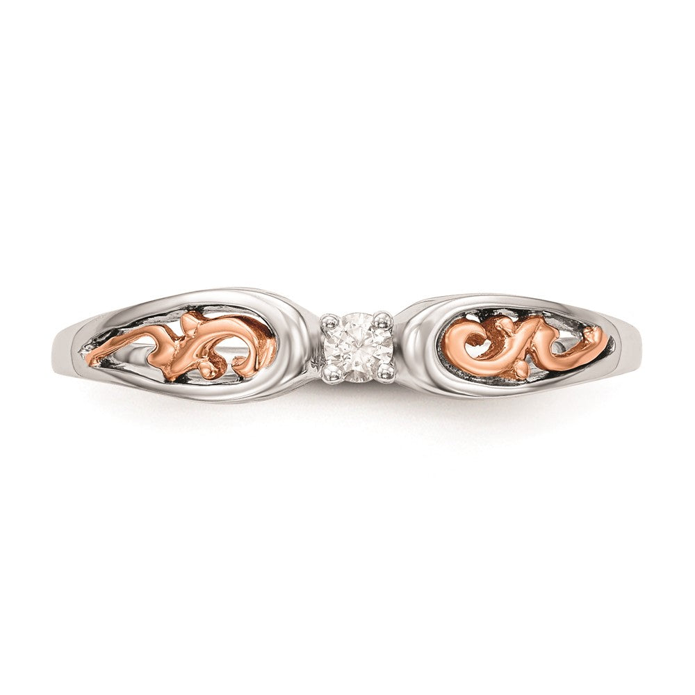 14K White Gold & Rose Gold Comp. Real Diamond Promise/Engagement Ring