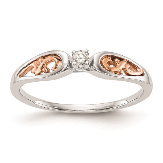 14K White Gold & Rose Gold Comp. Real Diamond Promise/Engagement Ring