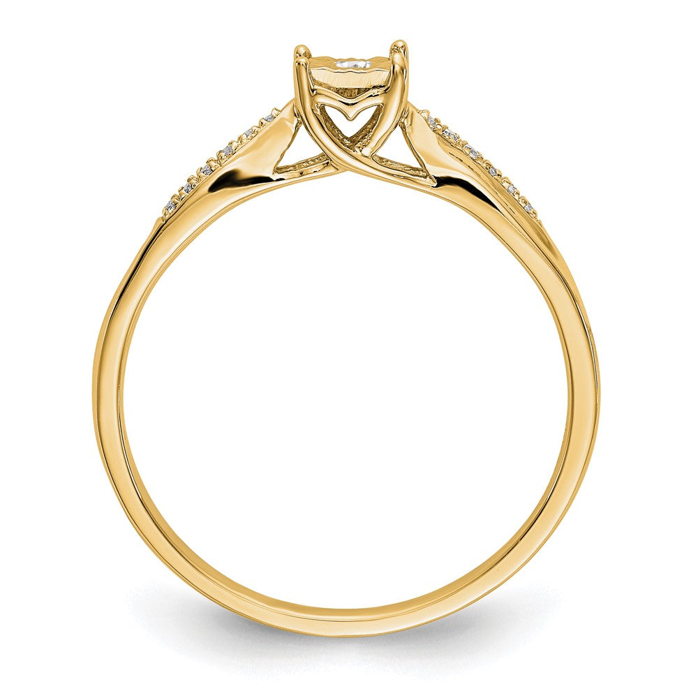0.08ct. CZ Solid Real 14K Yellow Gold Complete Engagement Ring