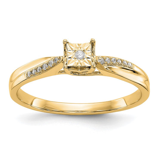 0.08ct. CZ Solid Real 14K Yellow Gold Complete Engagement Ring