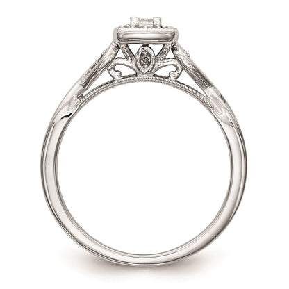 14K White Gold Complete Real Diamond Promise/Engagement Ring