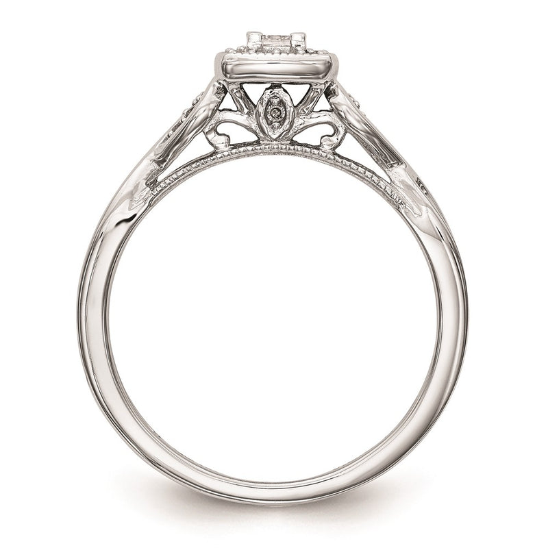 14K White Gold Complete Real Diamond Promise/Engagement Ring