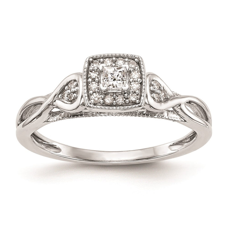 14K White Gold Complete Real Diamond Promise/Engagement Ring