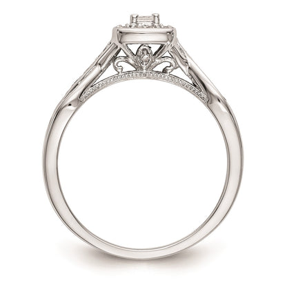 14K White Gold Complete Real Diamond Promise/Engagement Ring