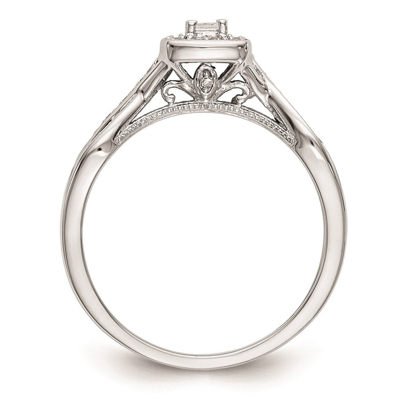 14K White Gold Complete Real Diamond Promise/Engagement Ring