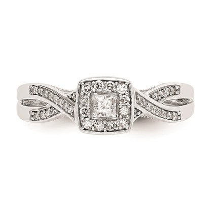 14K White Gold Complete Real Diamond Promise/Engagement Ring