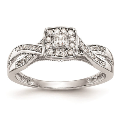 14K White Gold Complete Real Diamond Promise/Engagement Ring